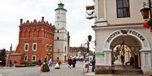 Blick auf das Rathaus und den Markt Webcam - Sandomierz